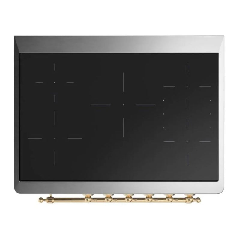 ILVE Majestic II 36" Induction Freestanding Range in Blue Grey with Brass Trim, UMI09NS3BGG