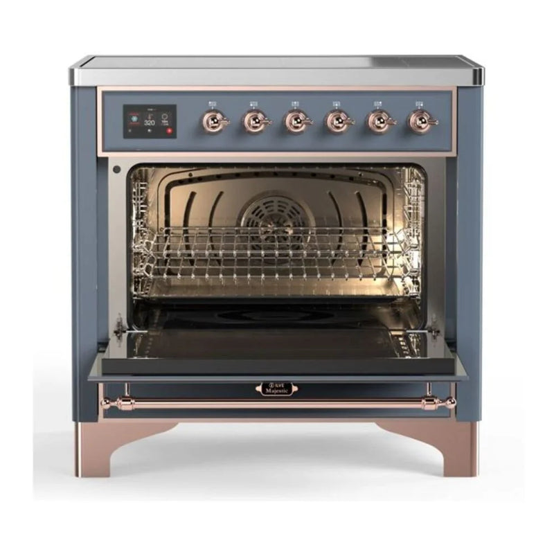 ILVE Majestic II 36" Induction Freestanding Range in Blue Grey with Copper Trim, UMI09NS3BGP