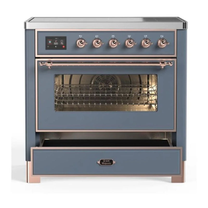 ILVE Majestic II 36" Induction Freestanding Range in Blue Grey with Copper Trim, UMI09NS3BGP