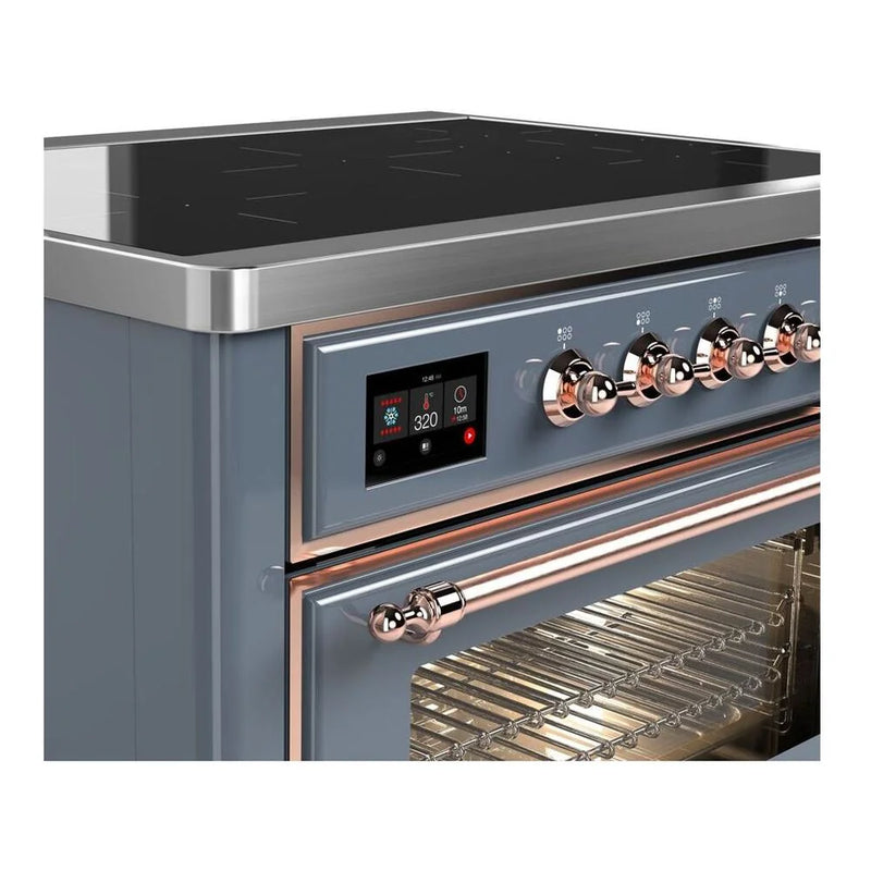 ILVE Majestic II 36" Induction Freestanding Range in Blue Grey with Copper Trim, UMI09NS3BGP