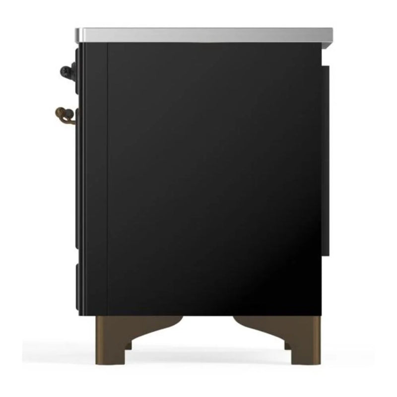 ILVE Majestic II 36" Induction Freestanding Range in Glossy Black with Burnished Trim, UMI09NS3BKB