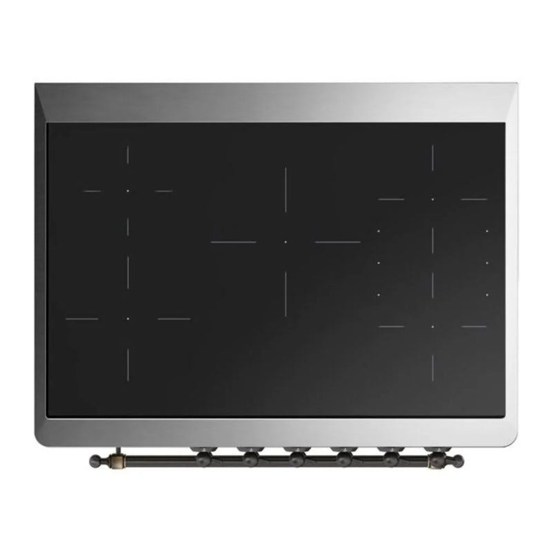 ILVE Majestic II 36" Induction Freestanding Range in Glossy Black with Burnished Trim, UMI09NS3BKB