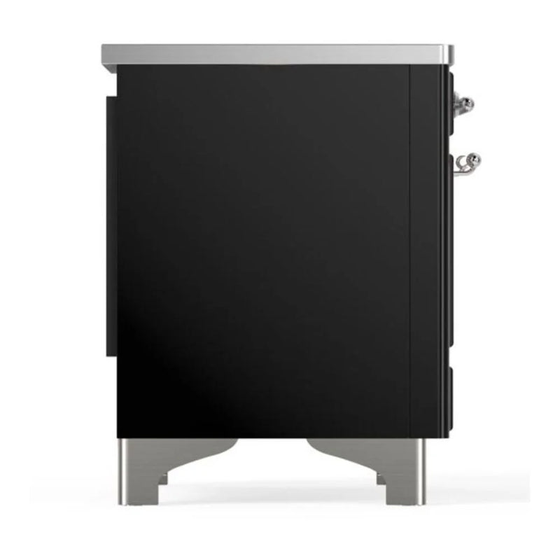 ILVE Majestic II 36" Induction Freestanding Range in Glossy Black with Chrome Trim, UMI09NS3BKC