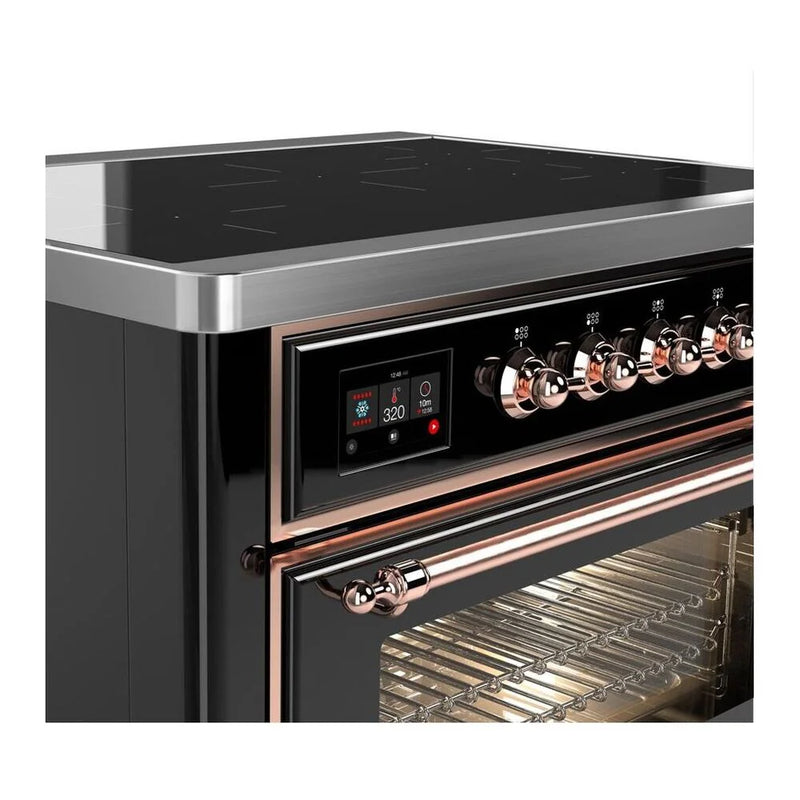 ILVE Majestic II 36" Induction Freestanding Range in Glossy Black with Copper Trim, UMI09NS3BKP