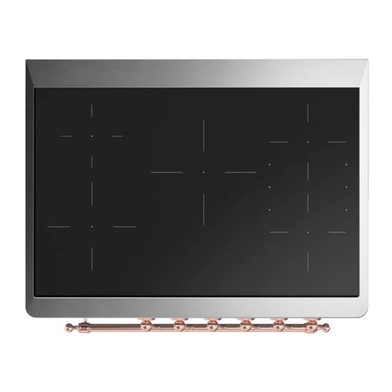 ILVE Majestic II 36" Induction Freestanding Range in Glossy Black with Copper Trim, UMI09NS3BKP