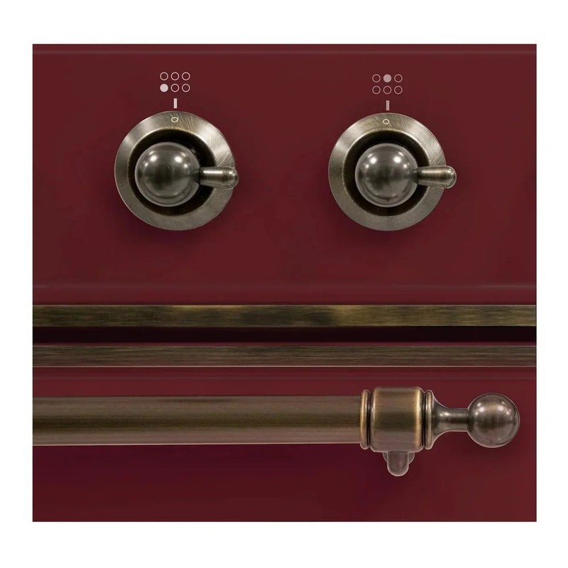 ILVE Majestic II 36" Induction Freestanding Range in Burgundy with Burnished Trim, UMI09NS3BUB