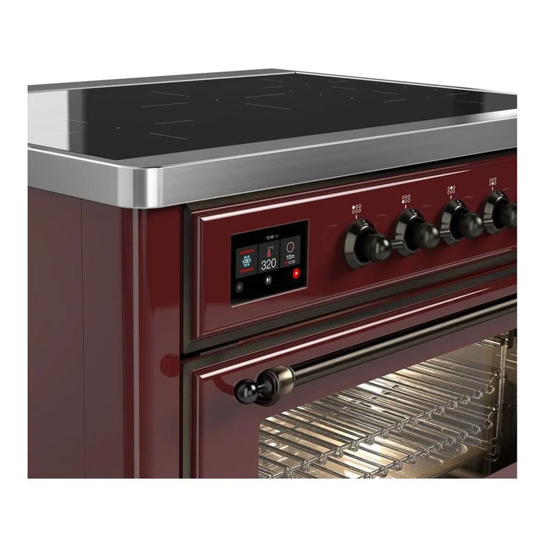 ILVE Majestic II 36" Induction Freestanding Range in Burgundy with Burnished Trim, UMI09NS3BUB