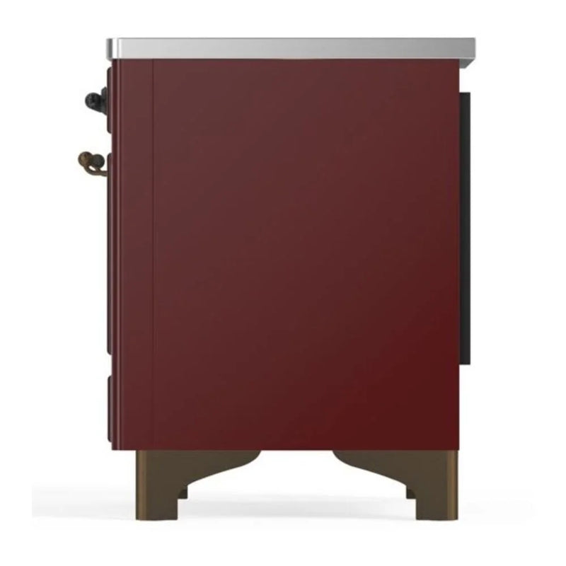 ILVE Majestic II 36" Induction Freestanding Range in Burgundy with Burnished Trim, UMI09NS3BUB