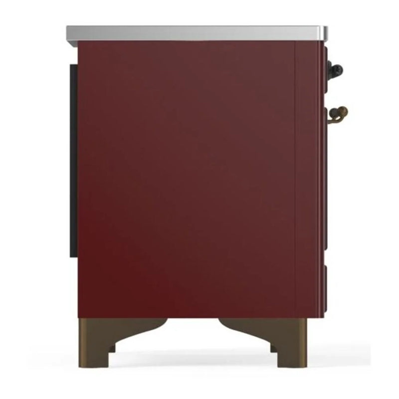 ILVE Majestic II 36" Induction Freestanding Range in Burgundy with Burnished Trim, UMI09NS3BUB