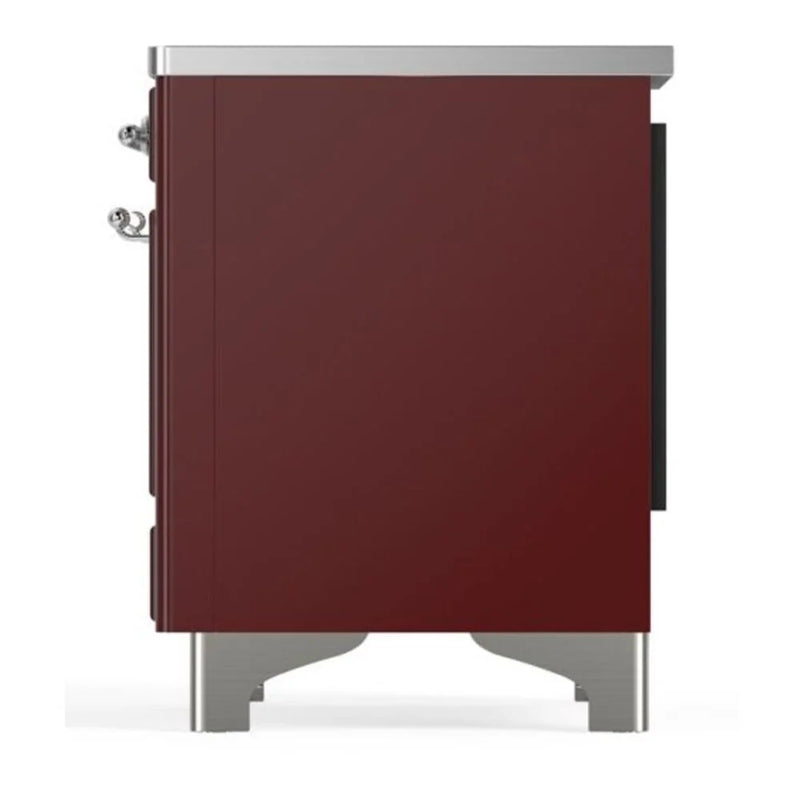 ILVE Majestic II 36" Induction Freestanding Range in Burgundy with Chrome Trim, UMI09NS3BUC