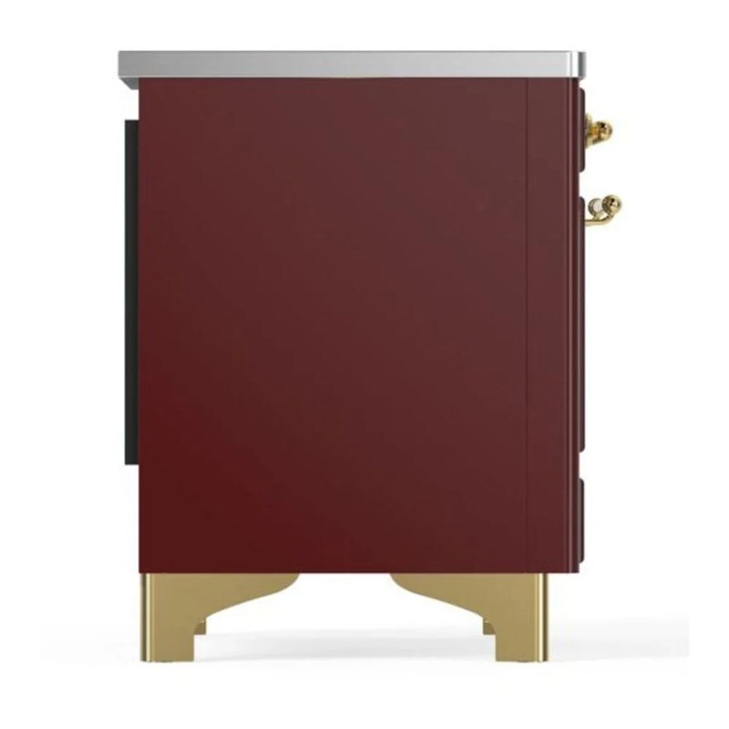 ILVE Majestic II 36" Induction Freestanding Range in Burgundy with Brass Trim, UMI09NS3BUG