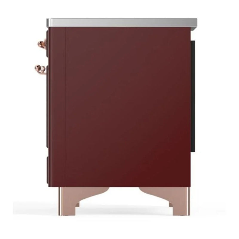 ILVE Majestic II 36" Induction Freestanding Range in Burgundy with Copper Trim, UMI09NS3BUP