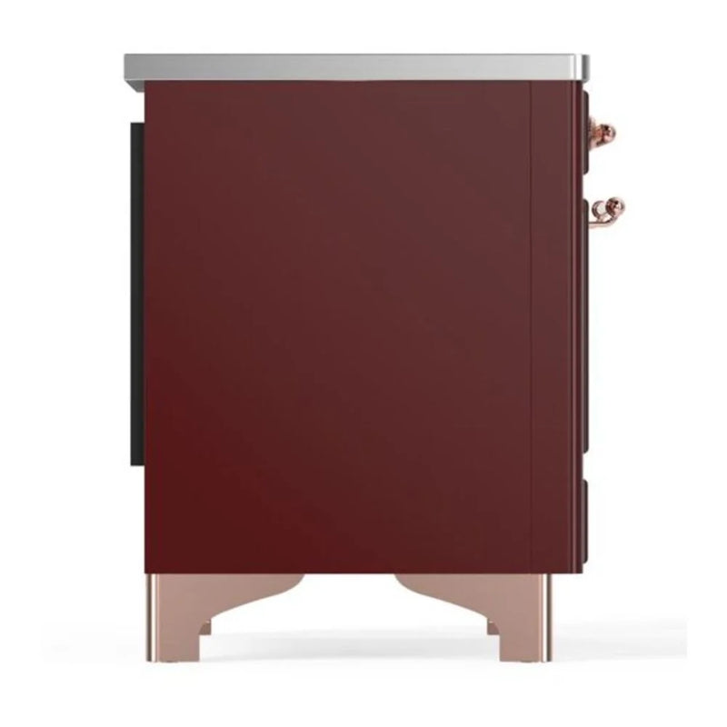 ILVE Majestic II 36" Induction Freestanding Range in Burgundy with Copper Trim, UMI09NS3BUP