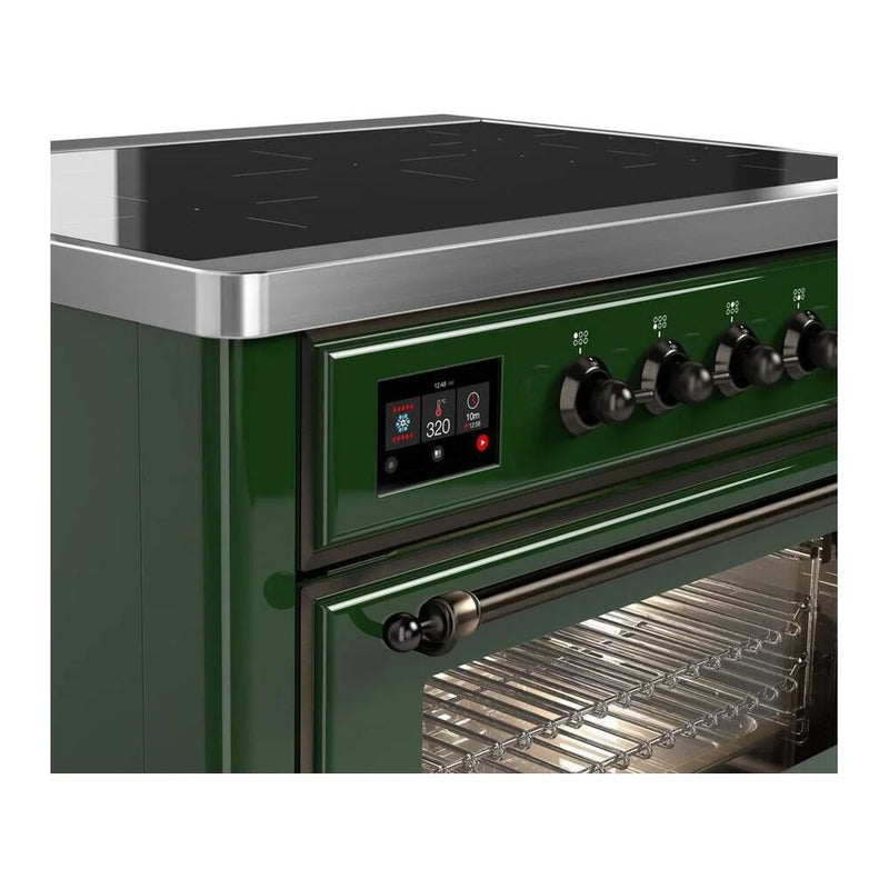 ILVE Majestic II 36" Induction Freestanding Range in Emerald Green with Burnished Trim, UMI09NS3EGB