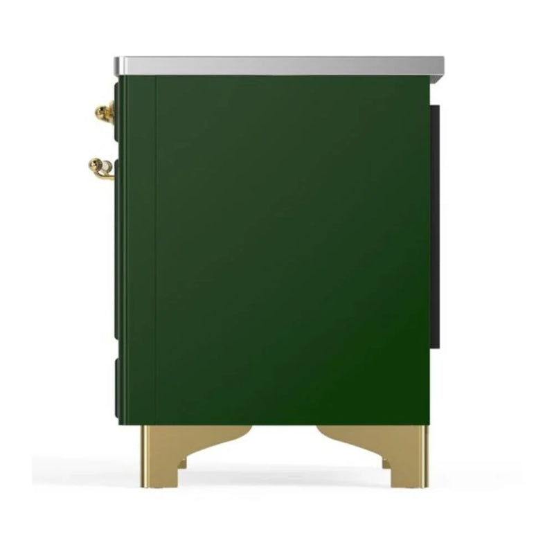ILVE Majestic II 36" Induction Freestanding Range in Emerald Green with Brass Trim, UMI09NS3EGG