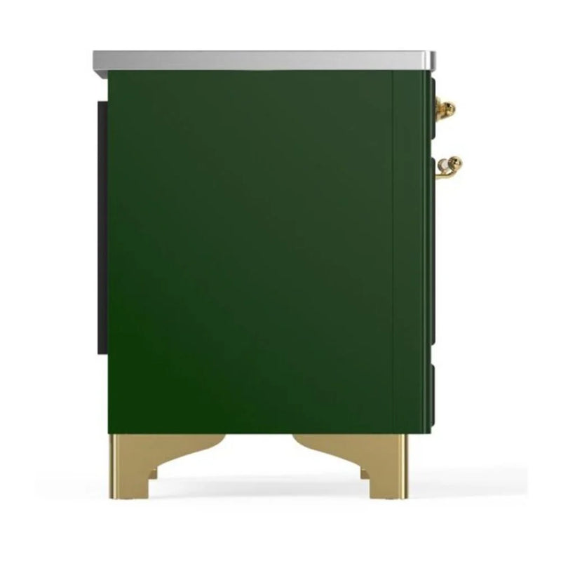 ILVE Majestic II 36" Induction Freestanding Range in Emerald Green with Brass Trim, UMI09NS3EGG