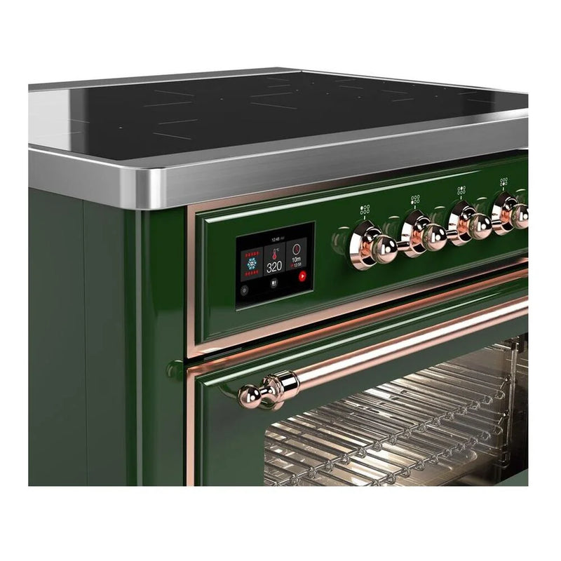 ILVE Majestic II 36" Induction Freestanding Range in Emerald Green with Copper Trim, UMI09NS3EGP