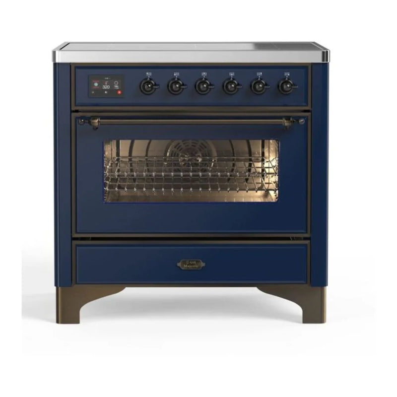 ILVE Majestic II 36" Induction Freestanding Range in Midnight Blue with Burnished Trim, UMI09NS3MBB