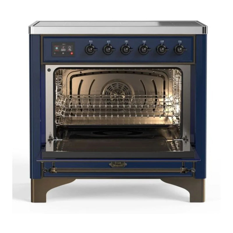 ILVE Majestic II 36" Induction Freestanding Range in Midnight Blue with Burnished Trim, UMI09NS3MBB