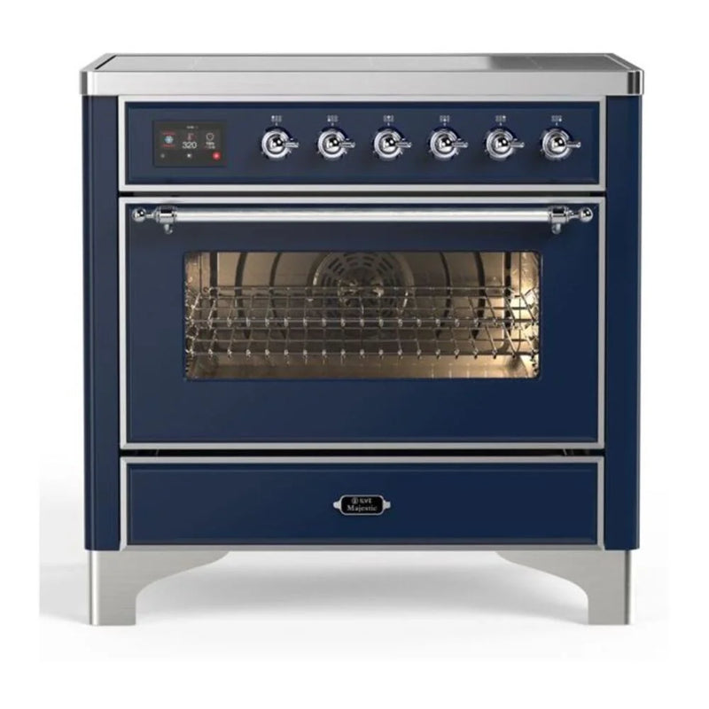 ILVE Majestic II 36" Induction Freestanding Range in Midnight Blue with Chrome Trim, UMI09NS3MBC