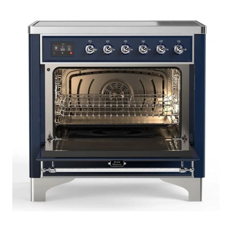 ILVE Majestic II 36" Induction Freestanding Range in Midnight Blue with Chrome Trim, UMI09NS3MBC