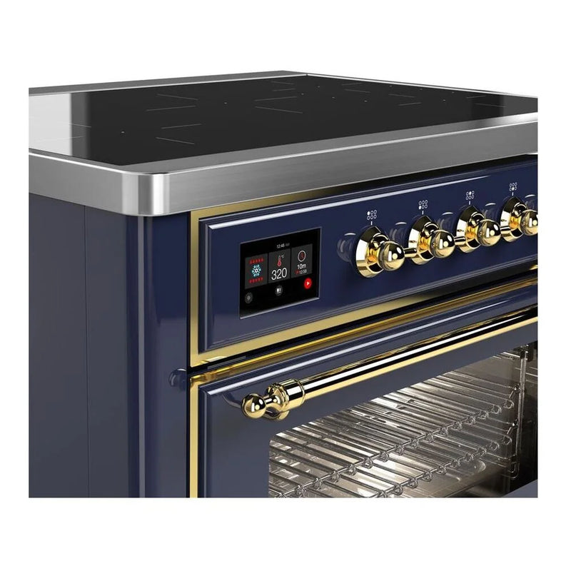 ILVE Majestic II 36" Induction Freestanding Range in Midnight Blue with Brass Trim, UMI09NS3MBG