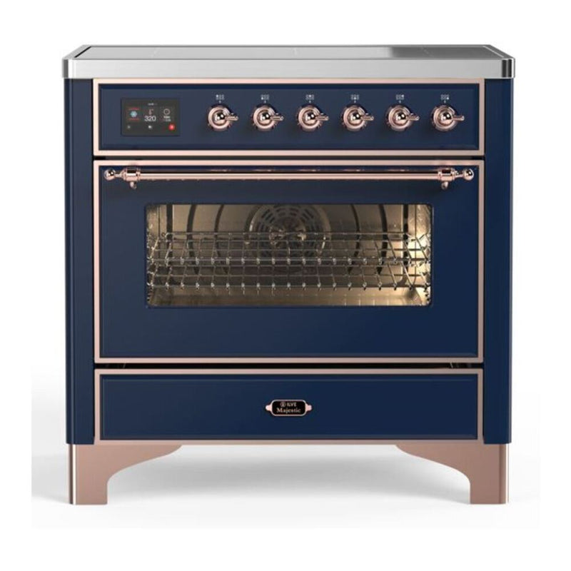 ILVE Majestic II 36" Induction Freestanding Range in Midnight Blue with Copper Trim, UMI09NS3MBP