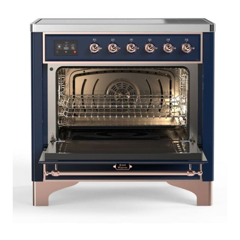 ILVE Majestic II 36" Induction Freestanding Range in Midnight Blue with Copper Trim, UMI09NS3MBP