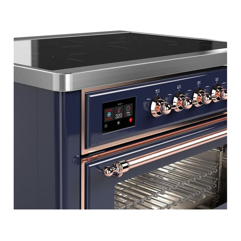 ILVE Majestic II 36" Induction Freestanding Range in Midnight Blue with Copper Trim, UMI09NS3MBP