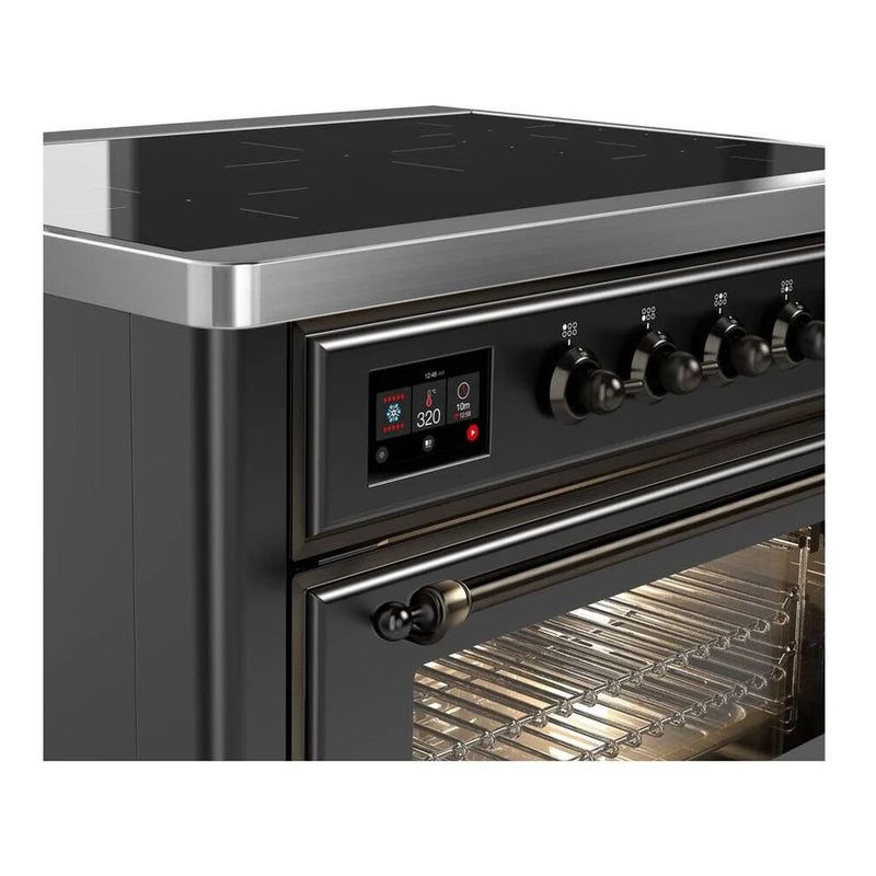ILVE Majestic II 36" Induction Freestanding Range in Graphite Matte with Burnished Trim, UMI09NS3MGB