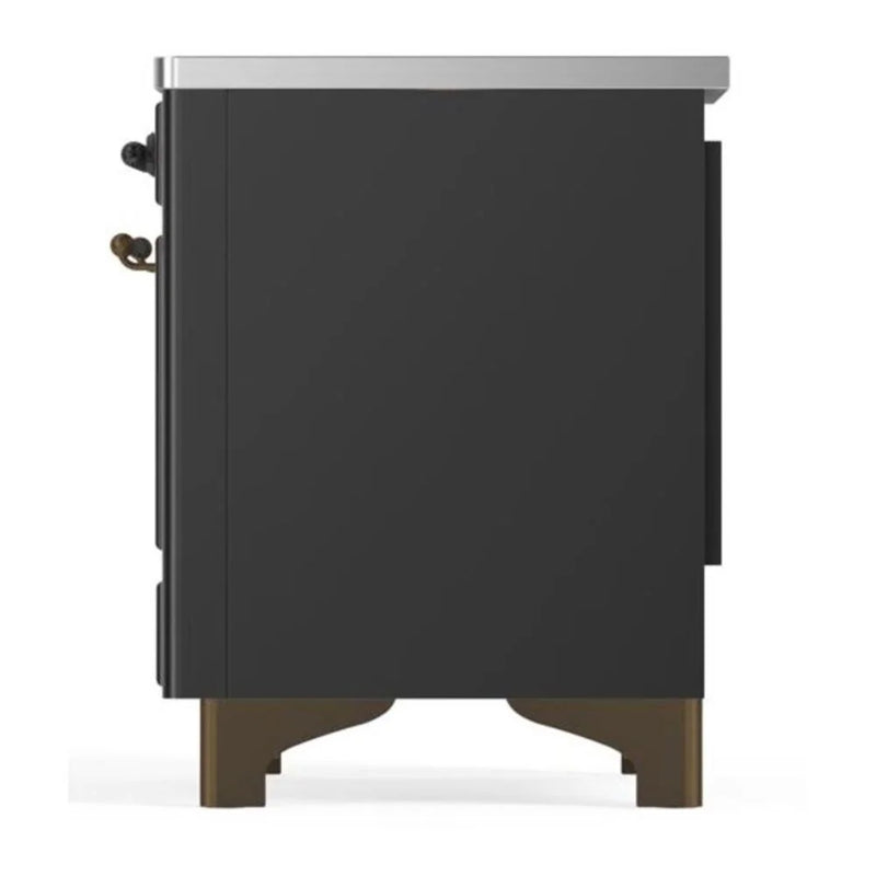 ILVE Majestic II 36" Induction Freestanding Range in Graphite Matte with Burnished Trim, UMI09NS3MGB