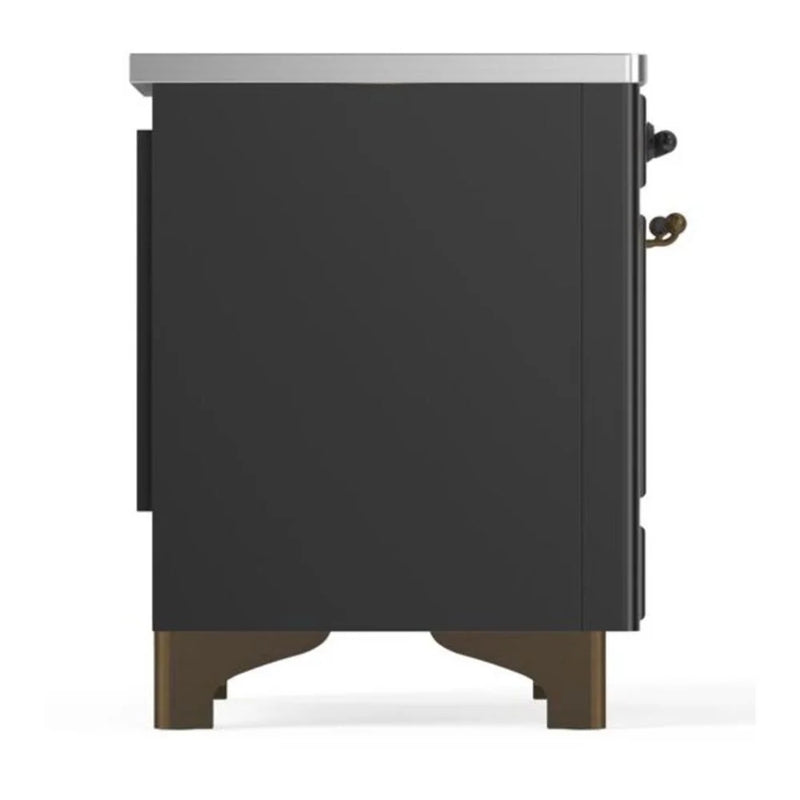 ILVE Majestic II 36" Induction Freestanding Range in Graphite Matte with Burnished Trim, UMI09NS3MGB
