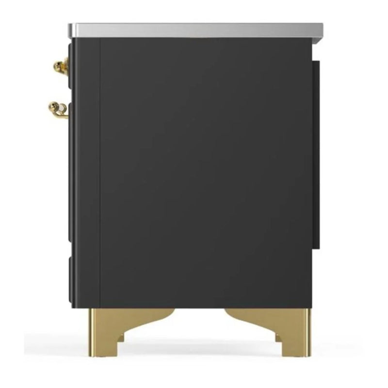 ILVE Majestic II 36" Induction Freestanding Range in Graphite Matte with Brass Trim, UMI09NS3MGG