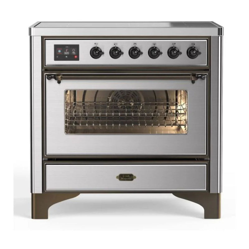 ILVE Majestic II 36" Induction Freestanding Range in Stainless Steel with Burnished Trim, UMI09NS3SSB