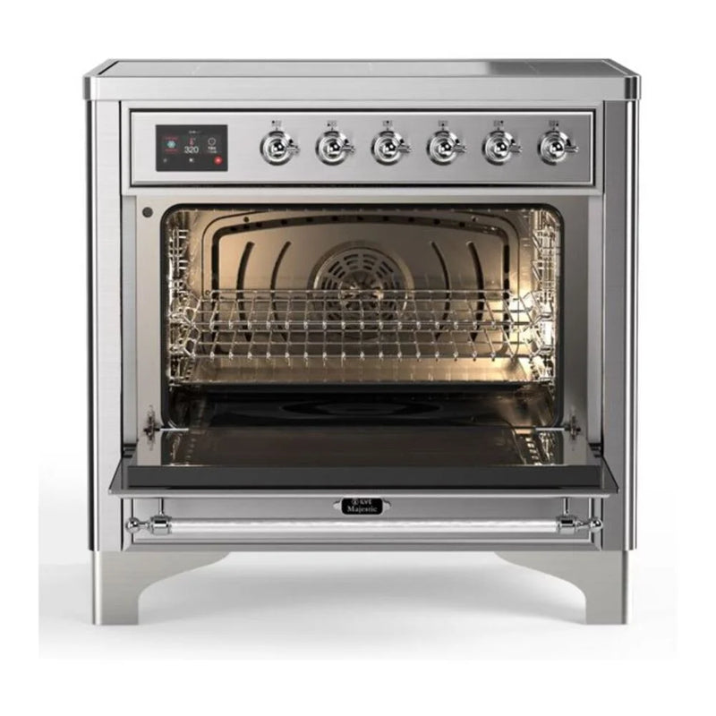 ILVE Majestic II 36" Induction Freestanding Range in Stainless Steel with Chrome Trim, UMI09NS3SSC