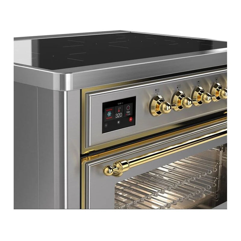 ILVE Majestic II 36" Induction Freestanding Range in Stainless Steel with Brass Trim, UMI09NS3SSG