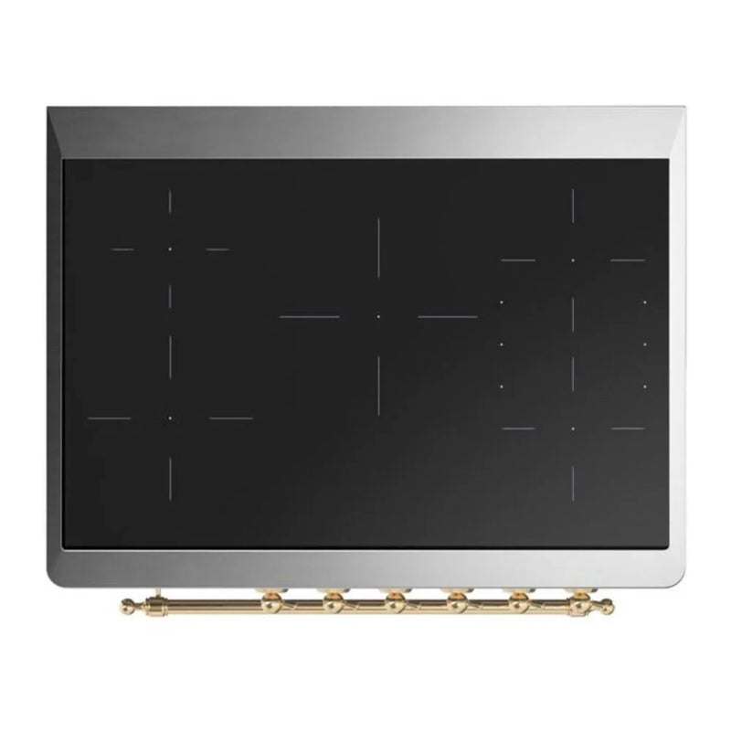 ILVE Majestic II 36" Induction Freestanding Range in Stainless Steel with Brass Trim, UMI09NS3SSG
