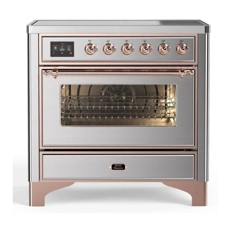 ILVE Majestic II 36" Induction Freestanding Range in Stainless Steel with Copper Trim, UMI09NS3SSP