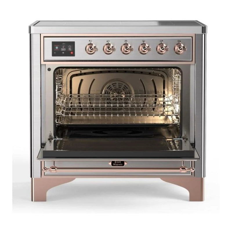 ILVE Majestic II 36" Induction Freestanding Range in Stainless Steel with Copper Trim, UMI09NS3SSP