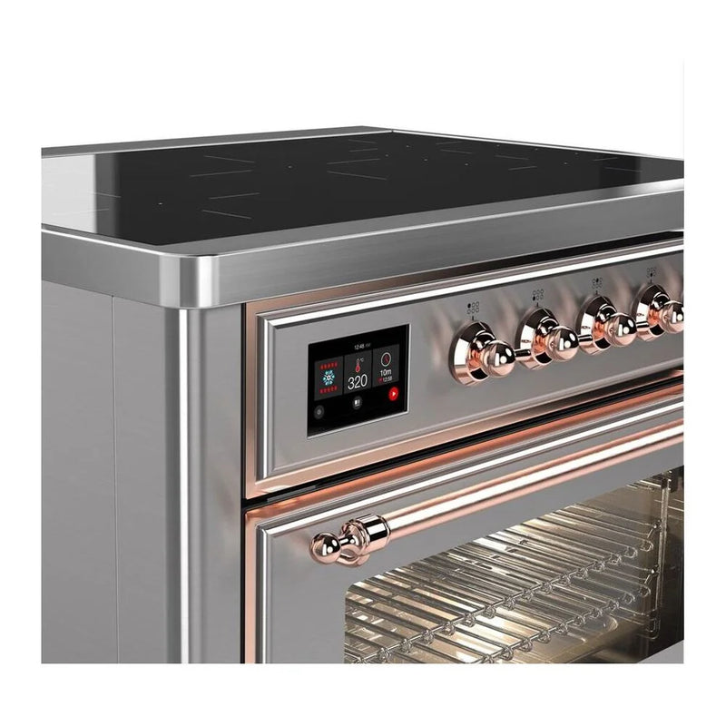 ILVE Majestic II 36" Induction Freestanding Range in Stainless Steel with Copper Trim, UMI09NS3SSP