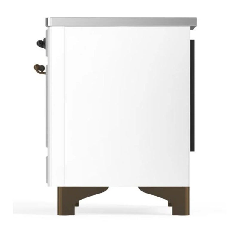 ILVE Majestic II 36" Induction Freestanding Range in White with Burnished Trim, UMI09NS3WHB