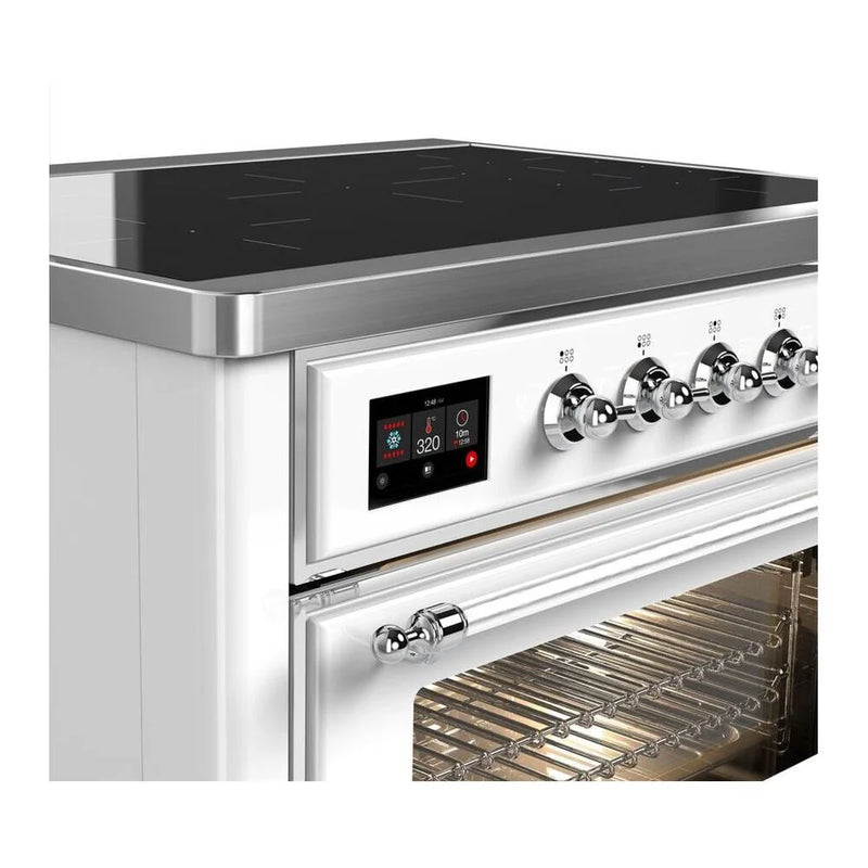 ILVE Majestic II 36" Induction Freestanding Range in White with Chrome Trim, UMI09NS3WHC