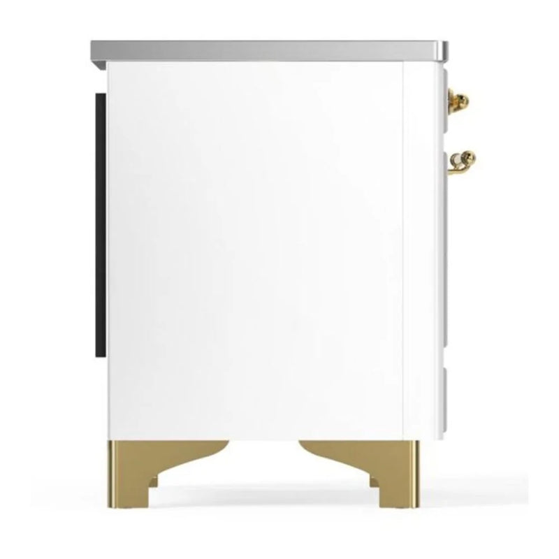 ILVE Majestic II 36" Induction Freestanding Range in White with Brass Trim, UMI09NS3WHG