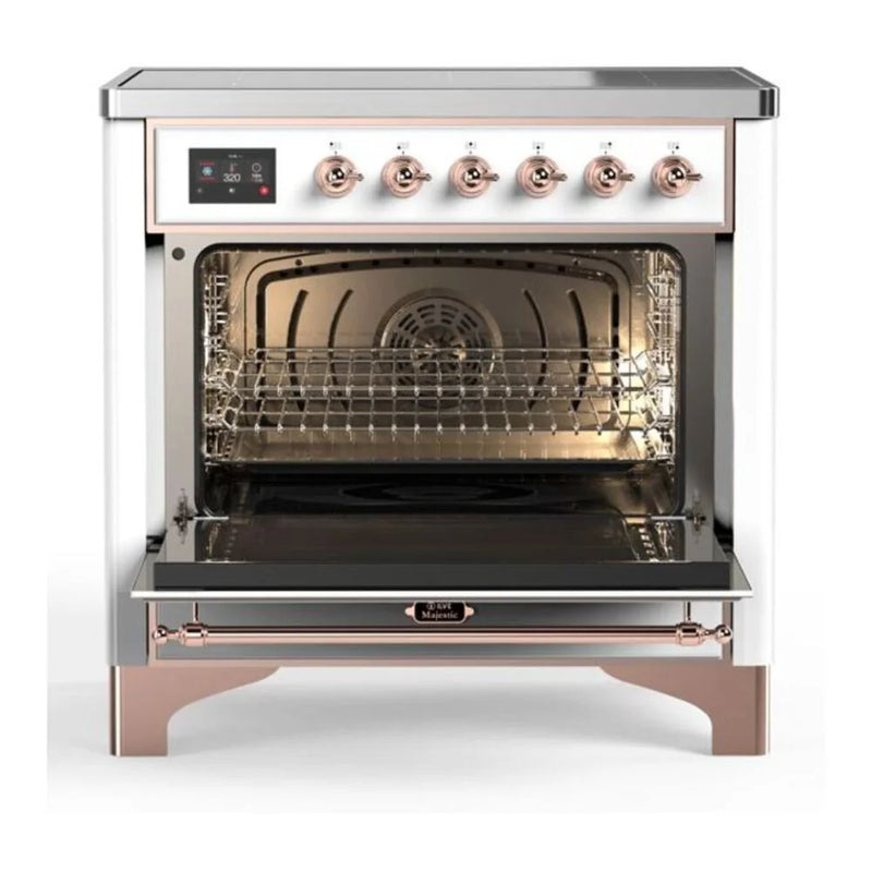 ILVE Majestic II 36" Induction Freestanding Range in White with Copper Trim, UMI09NS3WHP