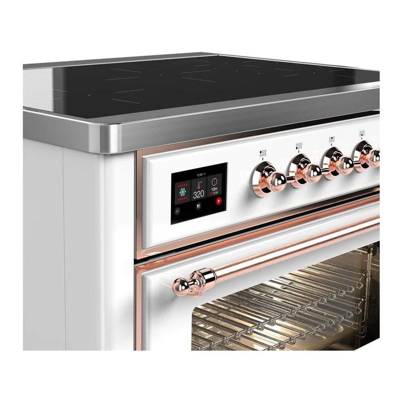 ILVE Majestic II 36" Induction Freestanding Range in White with Copper Trim, UMI09NS3WHP