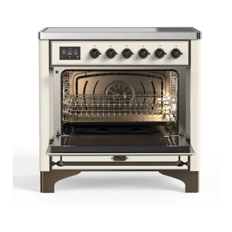 ILVE Majestic II 36" Induction Freestanding Range in Antique White with Burnished Trim, UMI09QNS3AWB