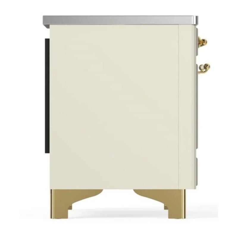 ILVE Majestic II 36" Induction Freestanding Range in Antique White with Brass Trim, UMI09QNS3AWG