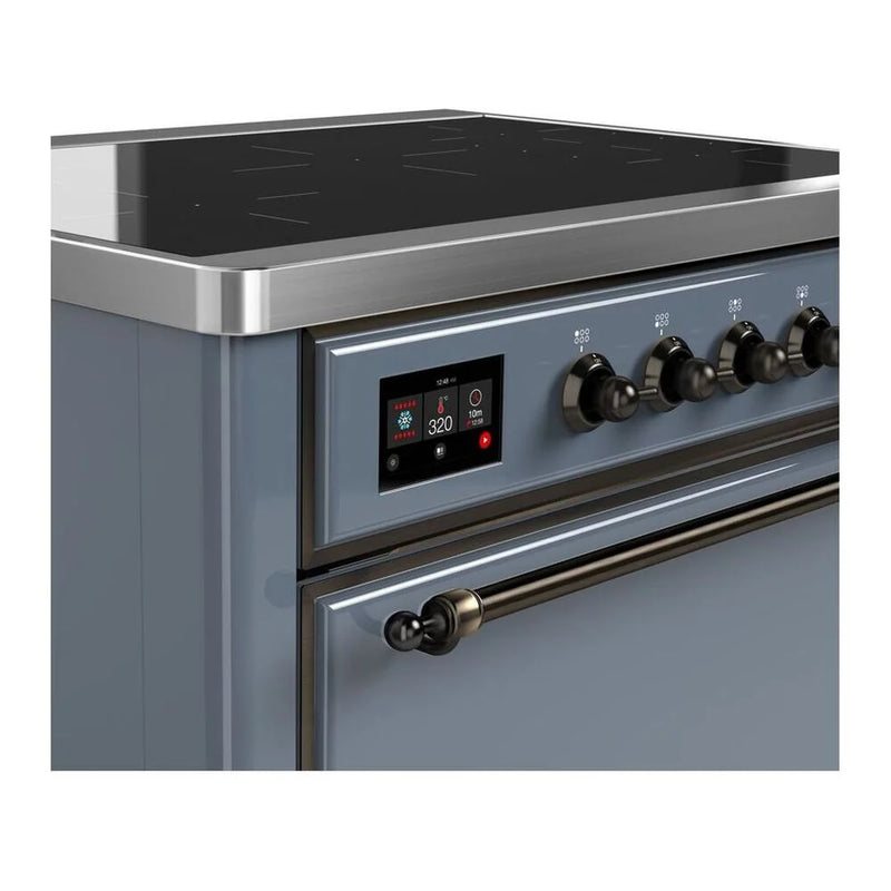 ILVE Majestic II 36" Induction Freestanding Range in Blue Grey with Burnished Trim, UMI09QNS3BGB