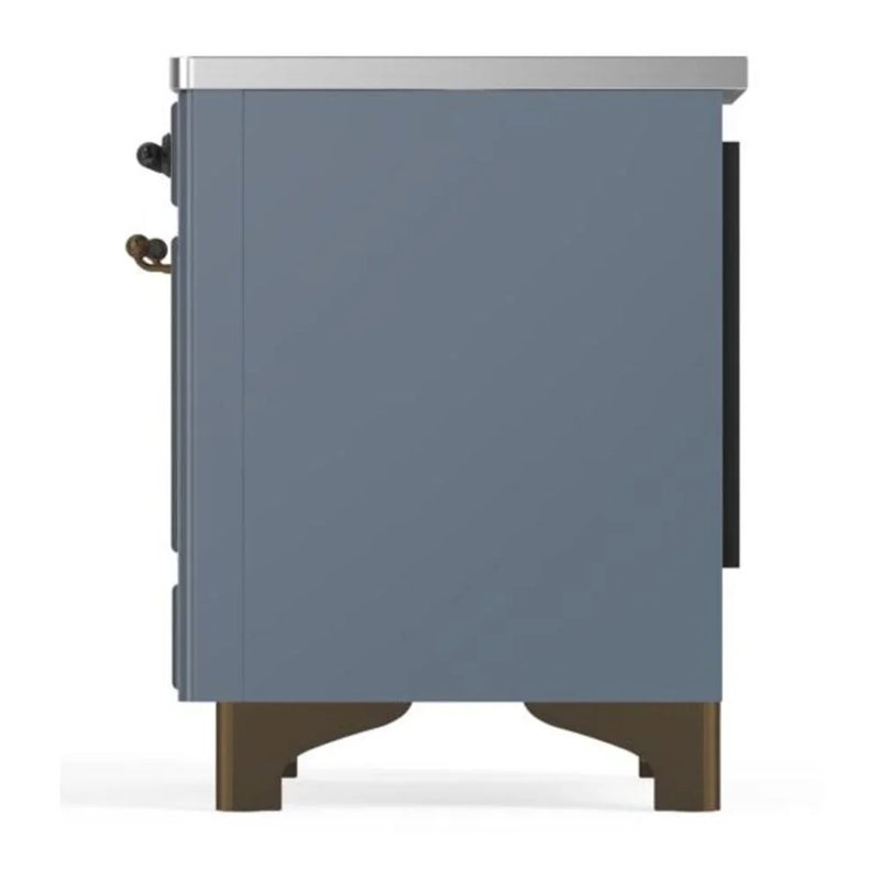 ILVE Majestic II 36" Induction Freestanding Range in Blue Grey with Burnished Trim, UMI09QNS3BGB