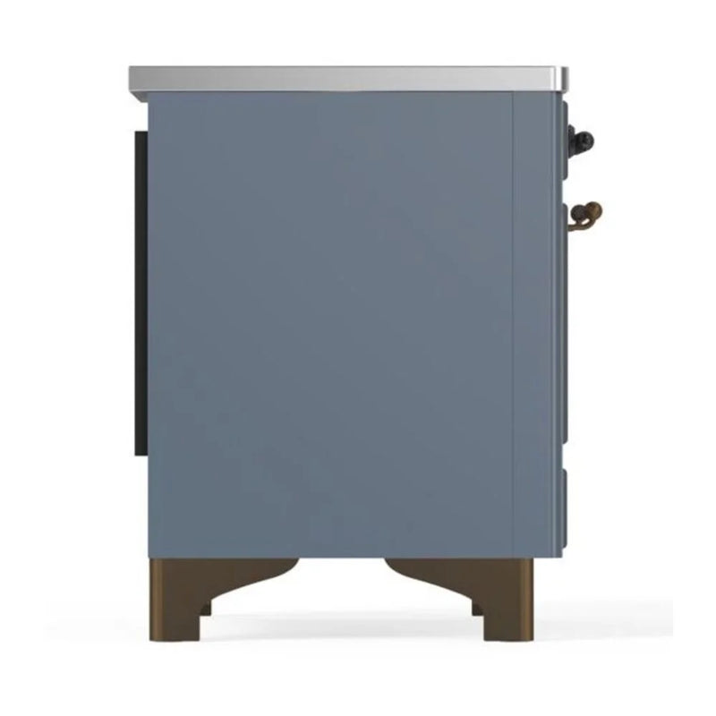 ILVE Majestic II 36" Induction Freestanding Range in Blue Grey with Burnished Trim, UMI09QNS3BGB